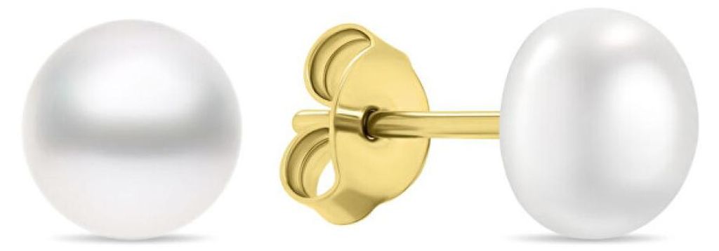 Charming Gold Plated Stud Earrings With Real Pearls EA585/6/7/8Y - Diameter: 0.7 cm