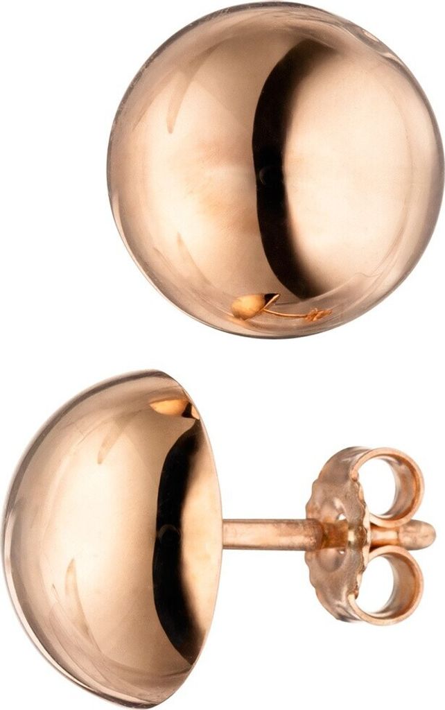 Ohrstecker Ohrringe Halbkugel rund glänzend 925 Silber Rotgold vergoldet