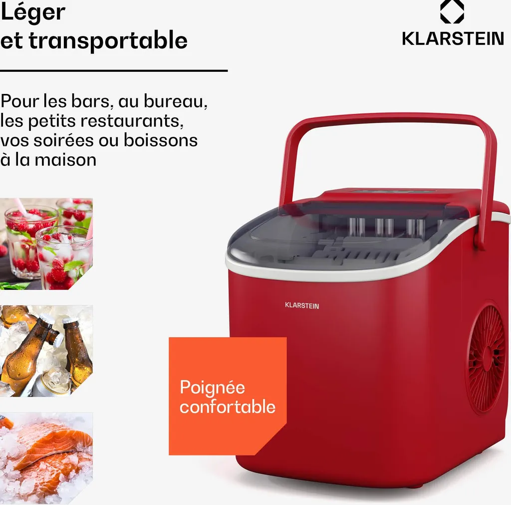 Machine à Glaçons Portable de 12kg - Fabrique à Glace Rapide Tactile - 6