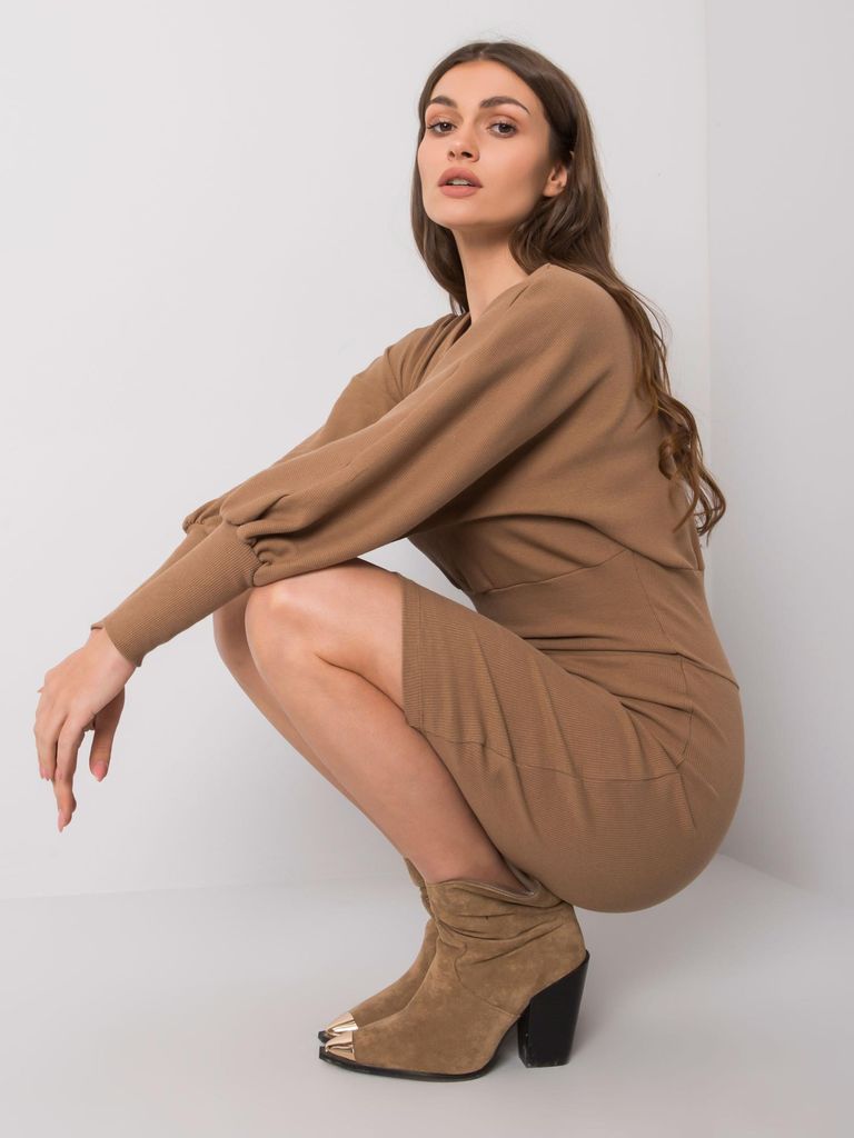 Rue Paris Minikleid für Frauen Dericote dunkelbeige L