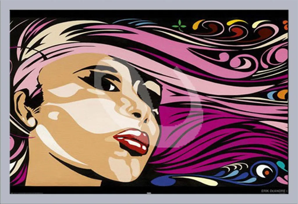 Quadro Moderno Erik DeAndre Capelli Cornice Argento Shinsuke Maxi