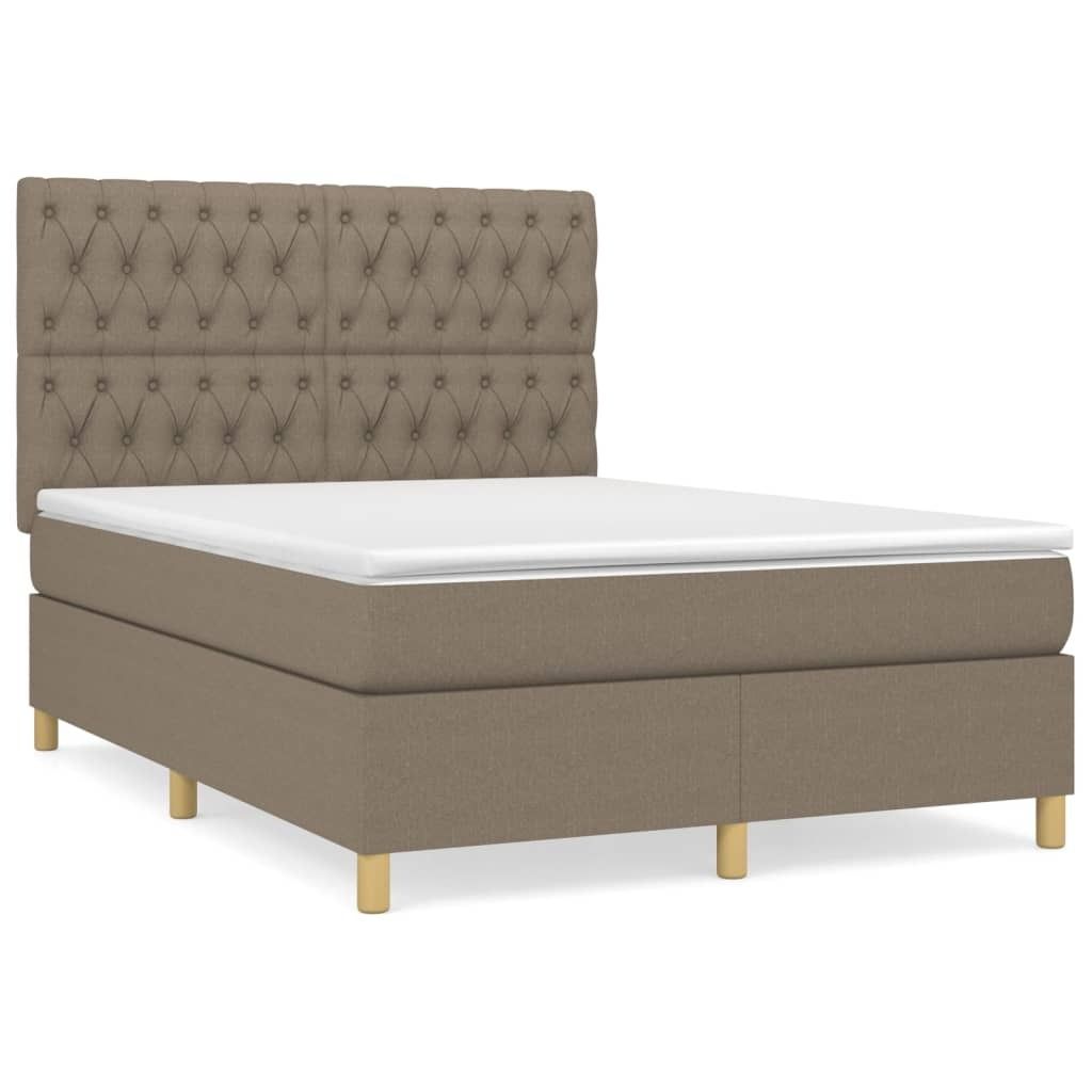 (Robust Möbel)Boxspringbett Modernes/Doppelbett - Polsterbett Erwachsene/r /Kind - mit Matratze Taupe 140x190cm Stoff - Klassische Betten DEM...