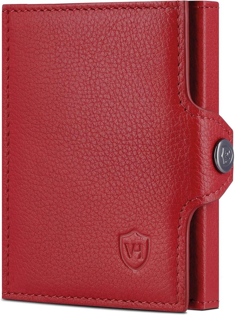 Slim Wallet mit XXL Münzfach und RFID Schutz aus Echtleder Mini Geldbörse für Damen und Herren Kartenetui Portemonnaie Kompakt