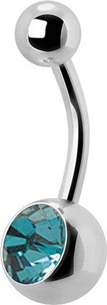 Bauchnabel Piercing Titan G23 Banana 5/8mm Kugeln Kristall Stein - Türkis.TJBL - 6.0 Millimeter