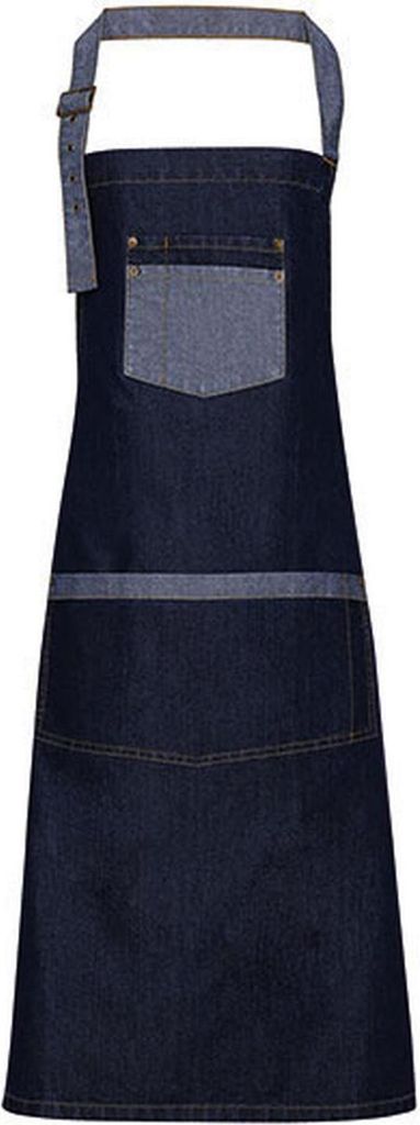 Premier Workwear PR127 | Domain Contrast Denim Bib Apron - 86 cm lang und 72 cm breit - Farbe: Indigo Denim (ca. Pantone 2767) - Größe: One Size