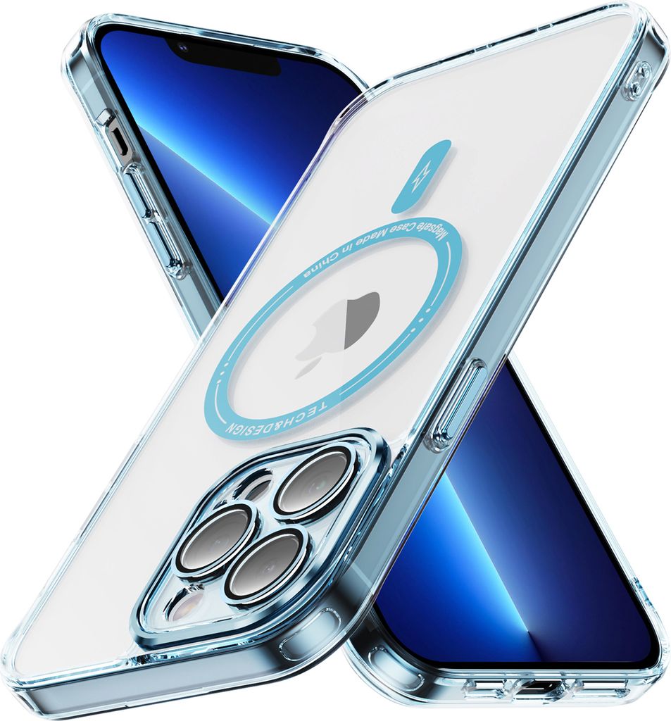 Magnetisch Klare Hülle für iPhone 12 Pro Max, Kompatibel mit MagSafe, Hybrid Stoßfeste Handyhülle Blau