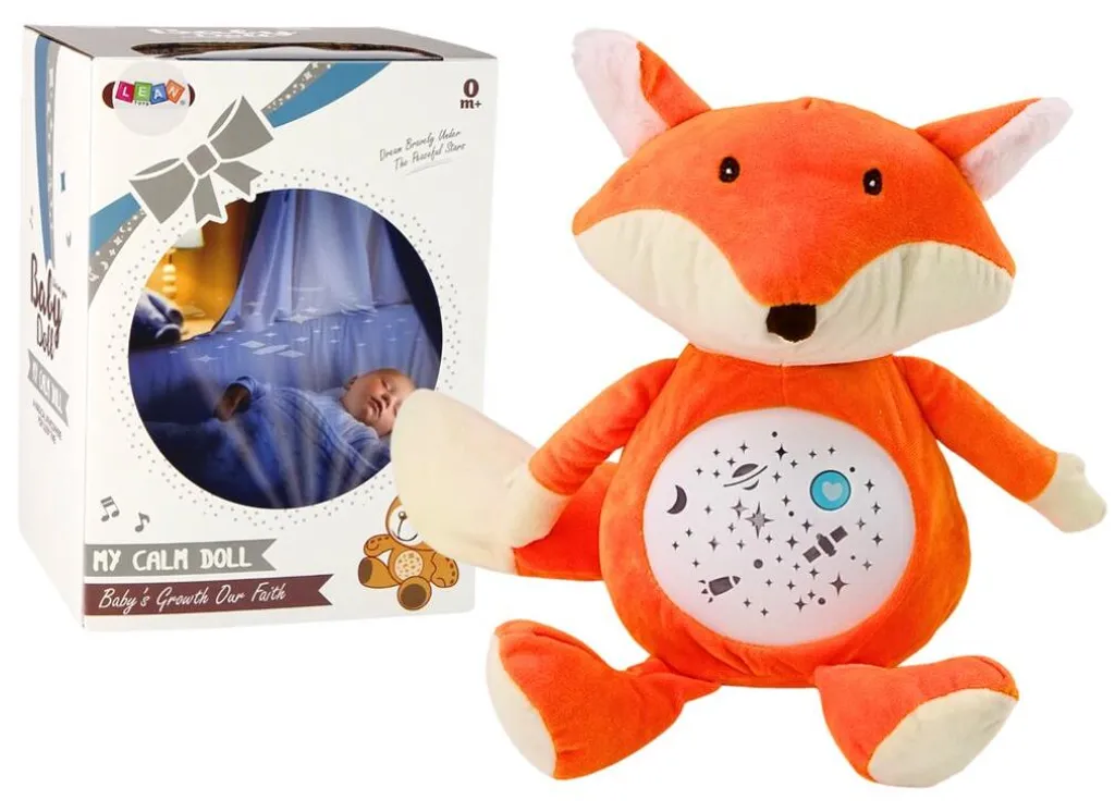 Peluche Renard Anti-Peur du Noir avec Lumière Douce et Bruits de la Nature