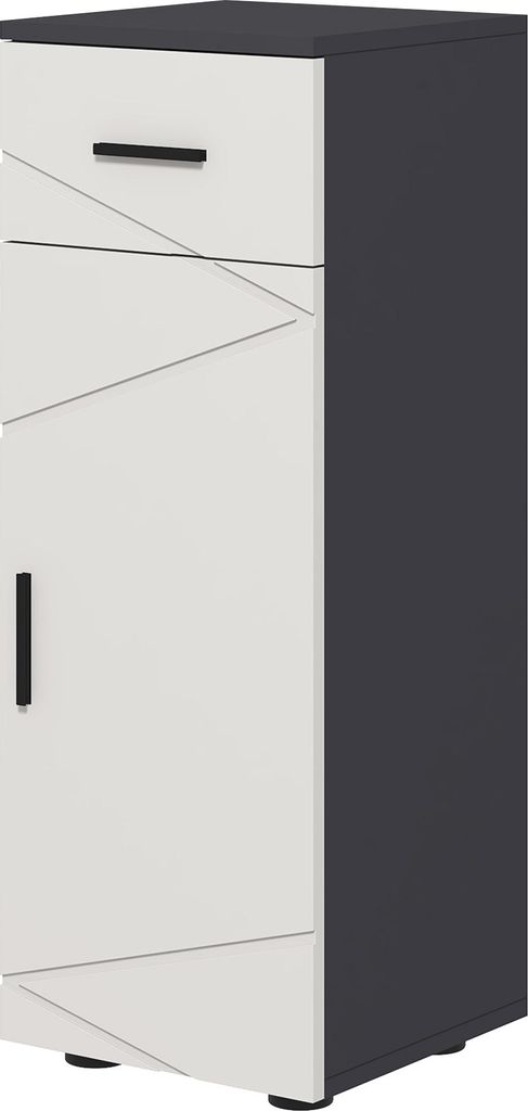 Badezimmerschrank, Badkommode, verstellbare Regale, bis zu 25 kg belastbar, Grau