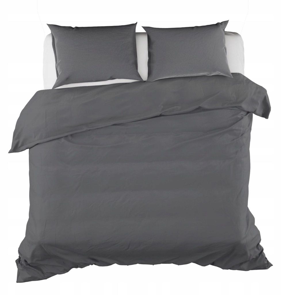 Bettwäsche-Set - Bettdecke und Kissen - Dunkelgrau - 140x200+2x50x60 cm - aus Microfaser - Satin