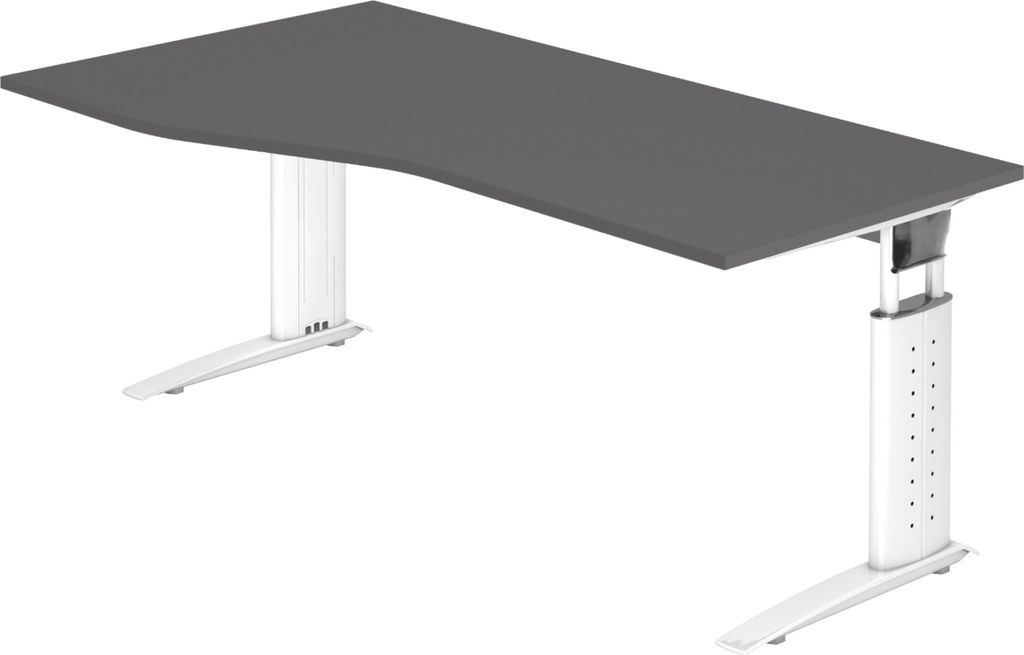 bümö Schreibtisch Serie-U - Nachbildung: Graphit, Größe: 180 x 100 cm, Gestell: Weiß