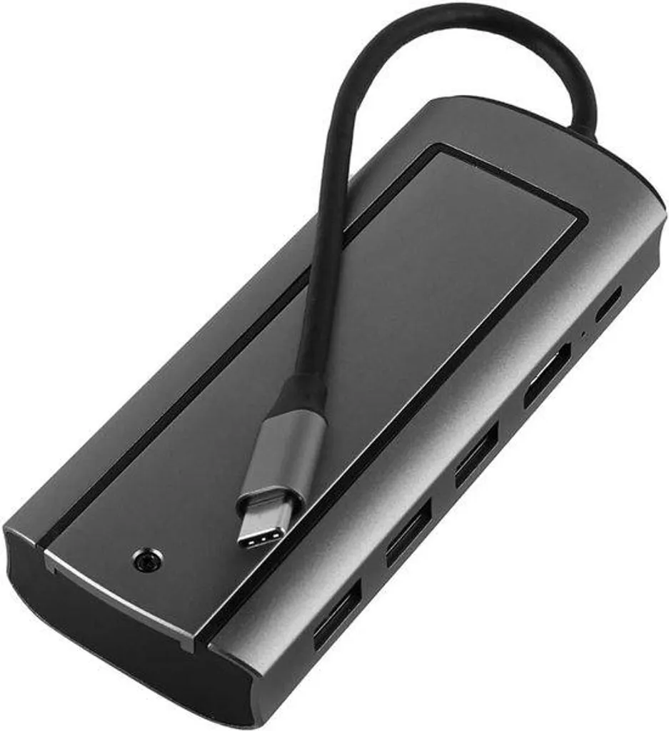 Hub USB-C 5-en-1 avec Boîtier SSD M.2 Intégré et Port USB 3.0 Argent