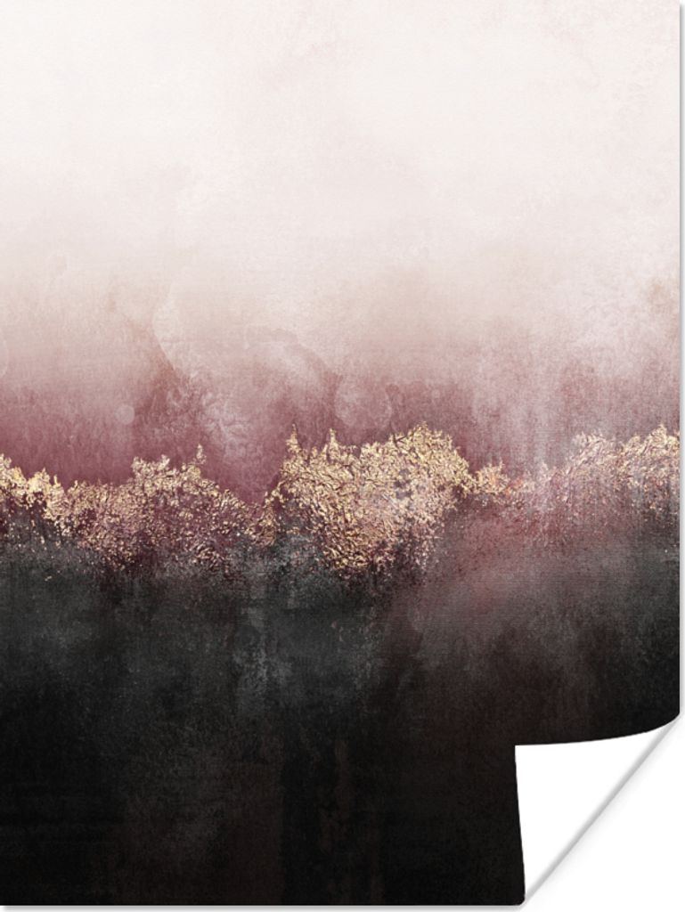 MuchoWow Poster Glitter - Gold - Abstrakt 90x120 cm - Wohnzimmer