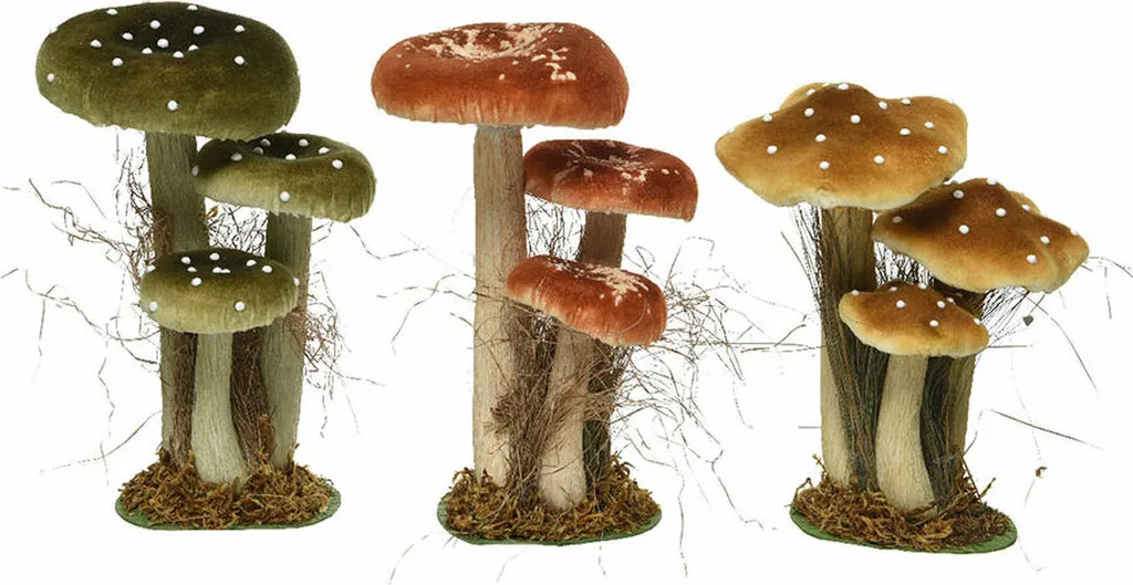 Figurina Decorativa Funghi 14x18x26 cm | Soprammobile Rustico Casa