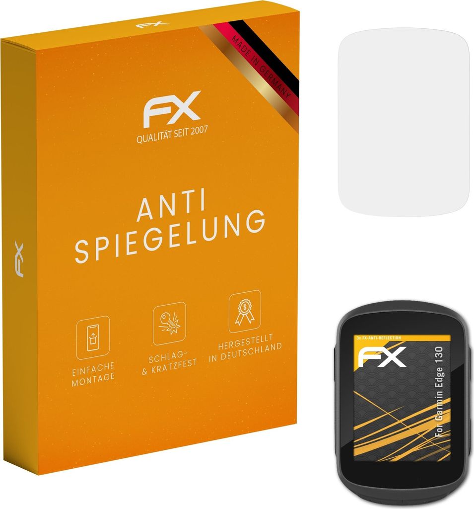 atFoliX FX-Antireflex 3x Schutzfolie kompatibel mit Garmin Edge 130 Displayfolie