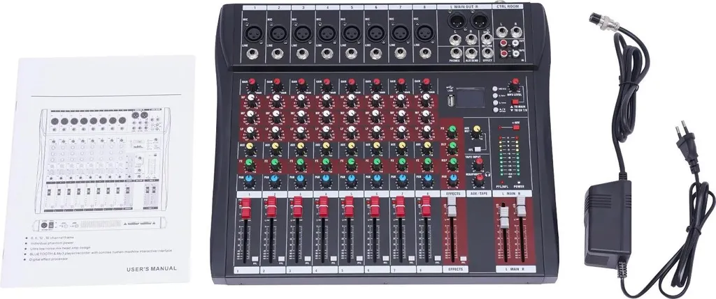 Mélangeur audio 8 canaux avec Bluetooth et alimentation fantôme 48V UE
