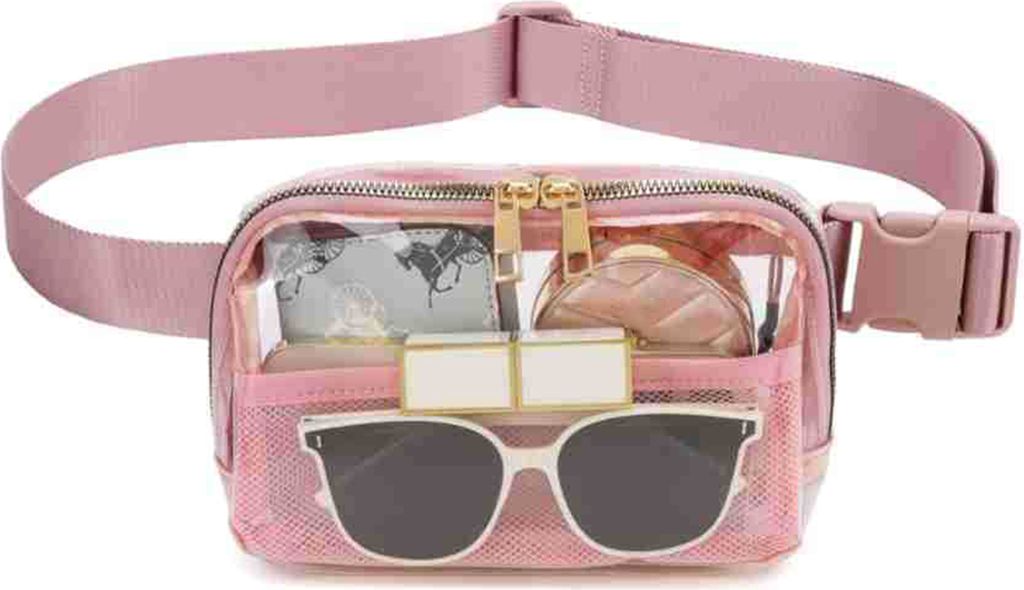 Transparente Bauchtasche, große Kapazität, wasserabweisend, mit Reißverschluss, stadionzugelassen, transparente Hüfttasche