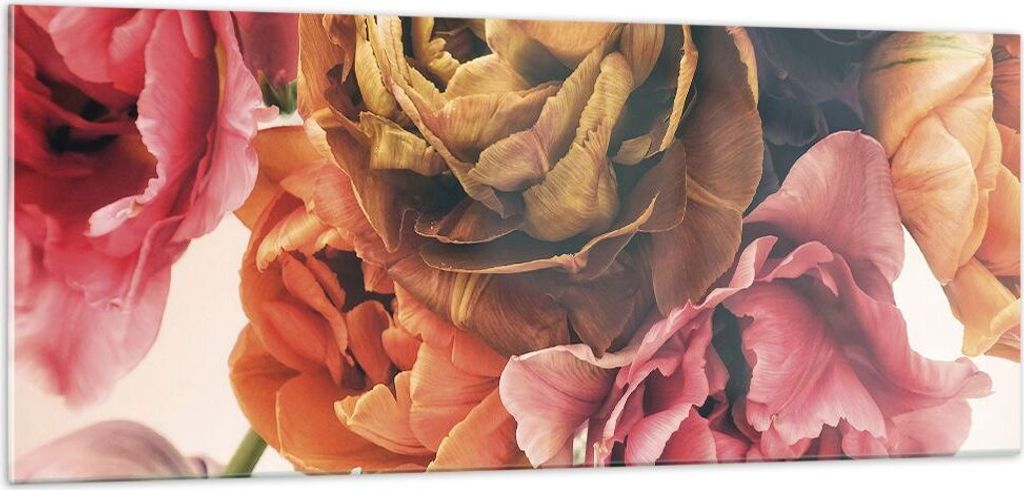 Bilder auf glas - Einteilig - Blumenstrauß Blumen Braut - 100x40cm - Glasbilder - Wandbilder - Bilder - Wanddekoration aus Glas - Glas Bilder - Wa...