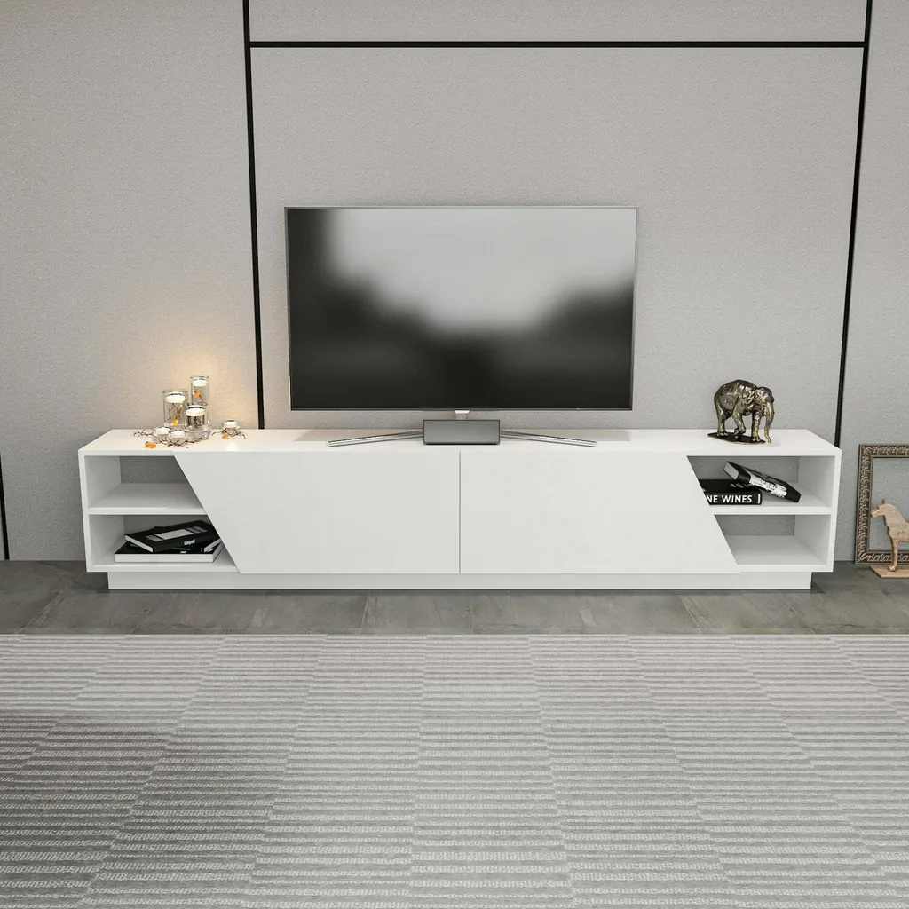 Meuble TV 240 cm Apat pour Grands Écrans, Solution de Rangement Mobile