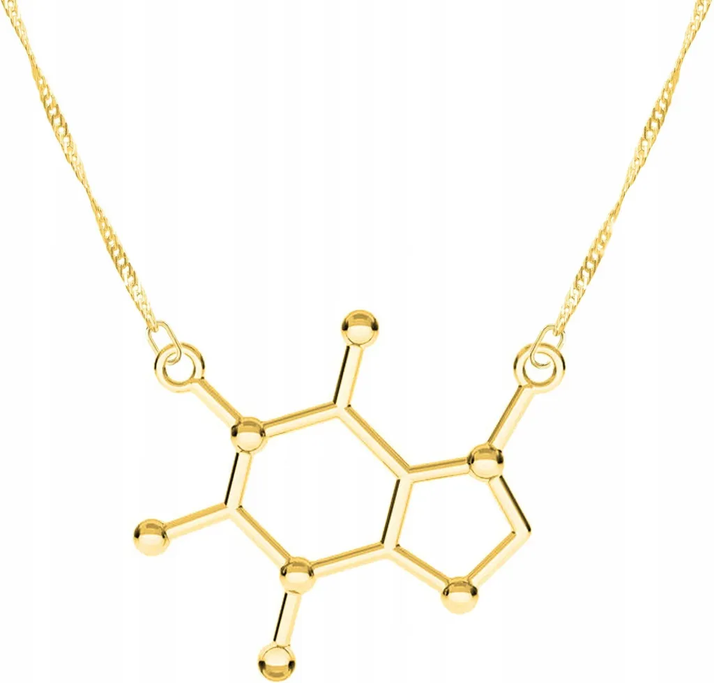 Regalo Amanti Caffè: Collana Molecola Caffeina Argento e Oro