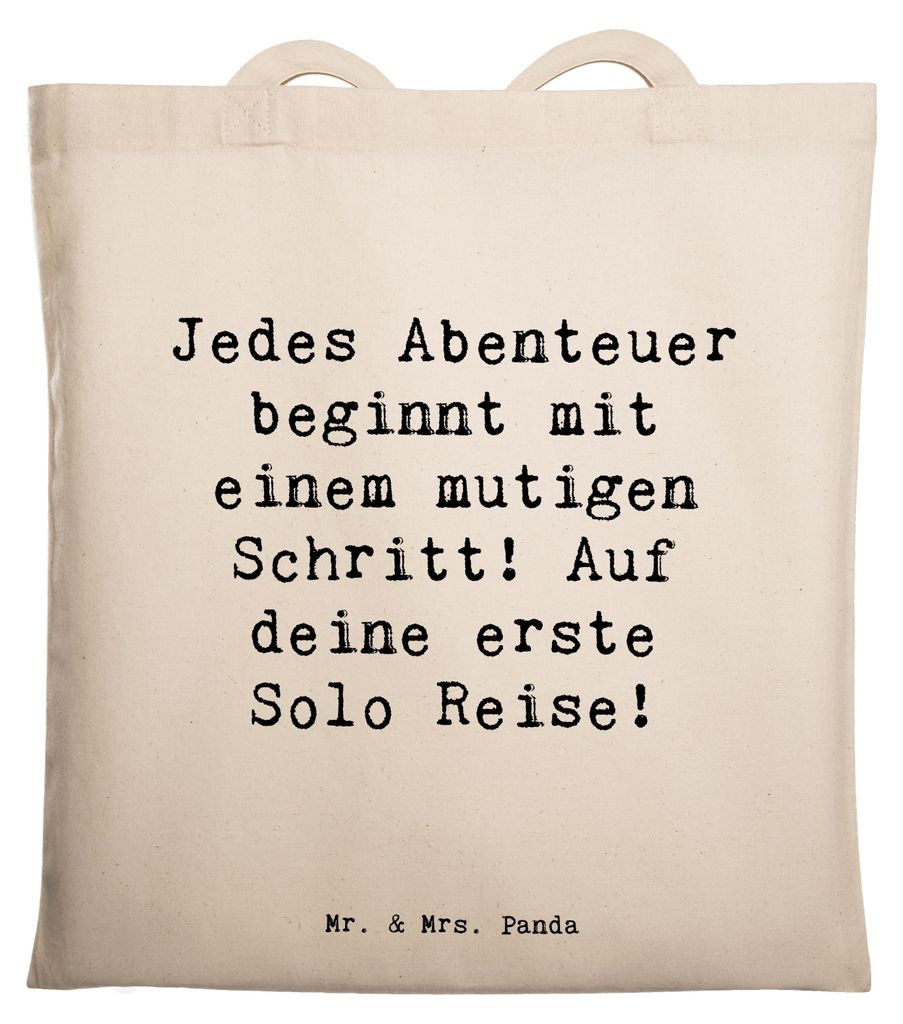 Mr. & Mrs. Panda Tote Bag Spruch Alleine Reisen Unternehmen - Transparent - Geschenk, Freude, Vertrauem, Mut schenken, Abenteuer, Einkaufstasche, T...