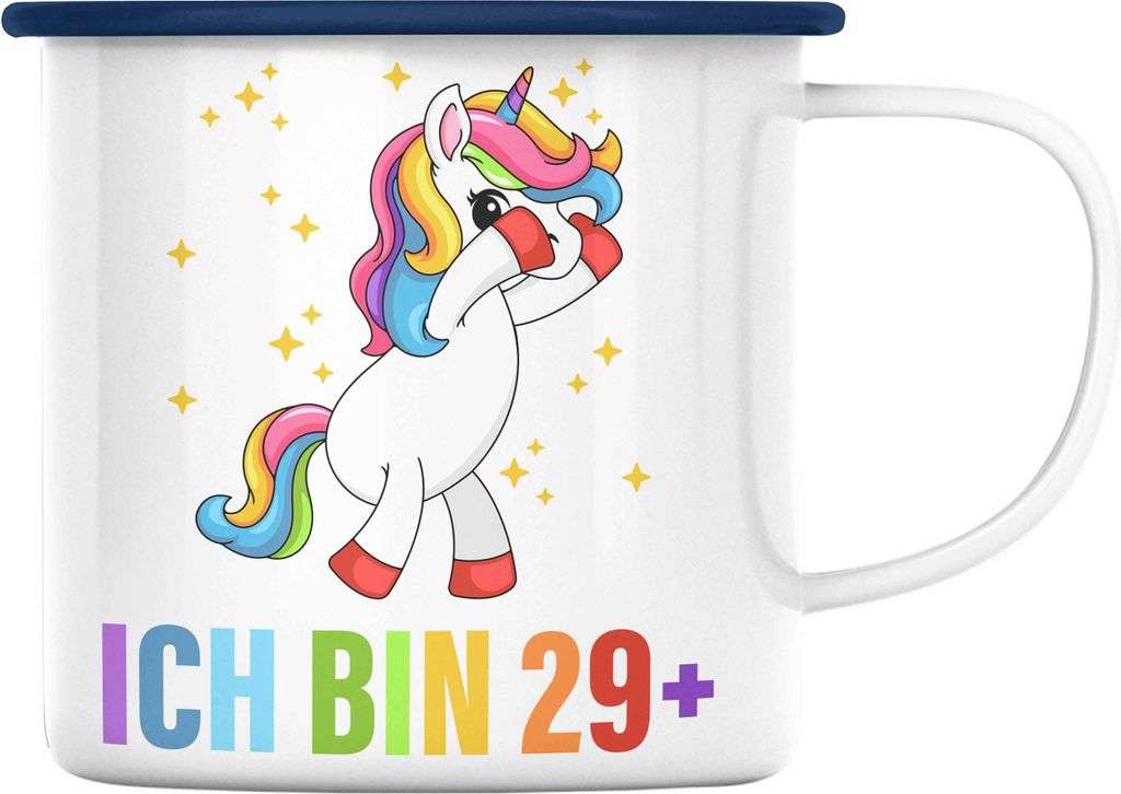 TRENDATION Ich Bin 29+ Emaille Tasse Becher Einhorn 30. Produktbild 