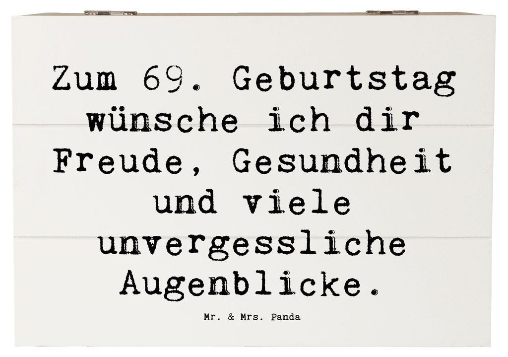 Mr. & Mrs. Panda Box Spruch 69. Geburtstag Freude und Gesundheit 22 x 15 cm - Weiß - Geschenk, Lebensfreude, Holzbox mit Deckel, Happy Birthday, S...