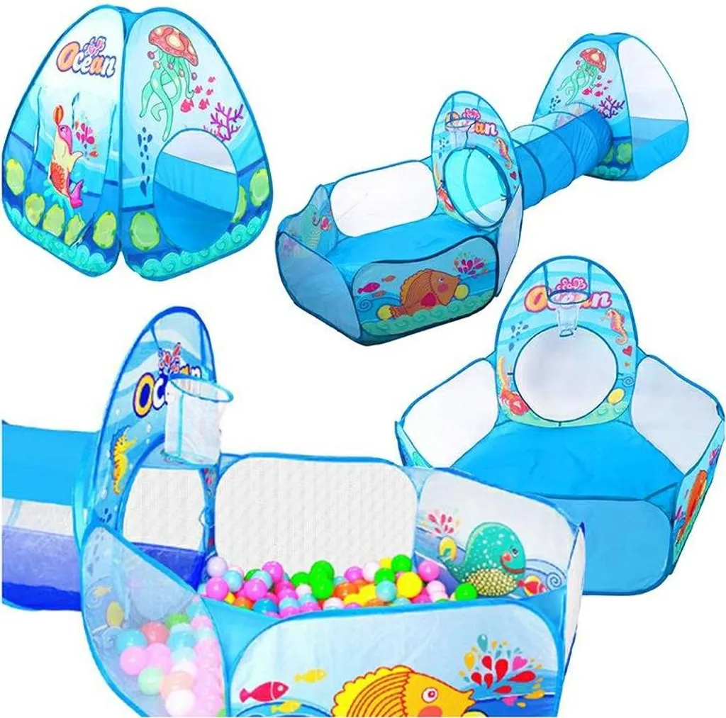 Aire de Jeux Modulable avec Tente Tunnel et Piscine à Balles Enfant