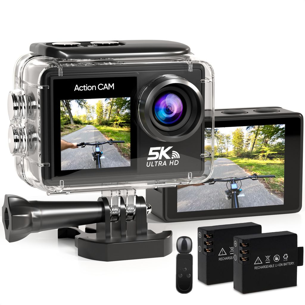 Strex Action Cam 5K 50MP - 60FPS / 30M Wasserdicht / WiFi - Touchscreen – Externes Mikrofon - Inklusive Zubehör - Action Kamera - Unterwasserkamera