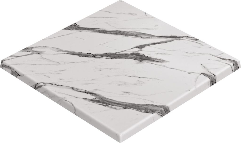 JAMAIKA | Bistro Außen Tischplatte | B:T 60 x 60 cm | Weiß Marmor | Quadratisch | Topalit Tischplatte