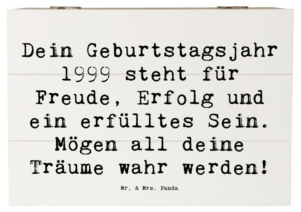 Mr. & Mrs. Panda fotokiste Spruch 1999 Geburtstag 22 x 15 cm - Weiß - Geschenk, Alter, fotobox, Geschenkbox, Geburtstagsgeschenk, Box, Kiste mit D...