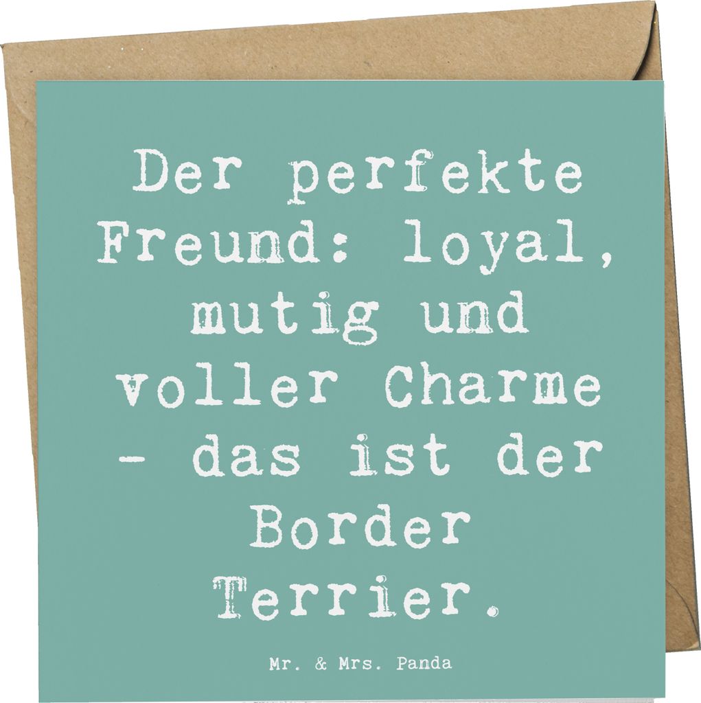 Mr. & Mrs. Panda Grußkarte Spruch Border Terrier Freund - Meeresbrise - Geschenk, Hunderassen Vielfalt, faltkarte, perfekter, treue Begleiter, Hun...