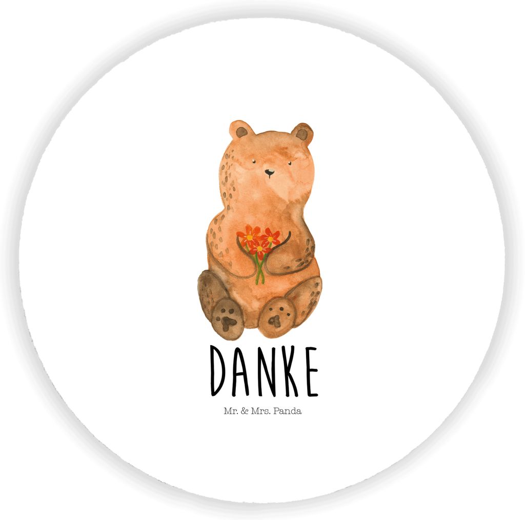 Mr. & Mrs. Panda Rund Magnet Bär Dankbar - Weiß - Geschenk, für kühlschrank, Danke, Teddy, Kühlschrankmagnet, Blumen, Dankeschön, pinwand, fo...