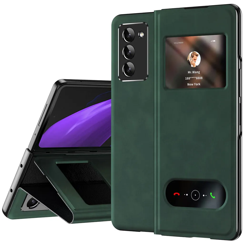 Custodia Smart View Samsung Galaxy Z Fold 2 5G Stand Pelle Verde