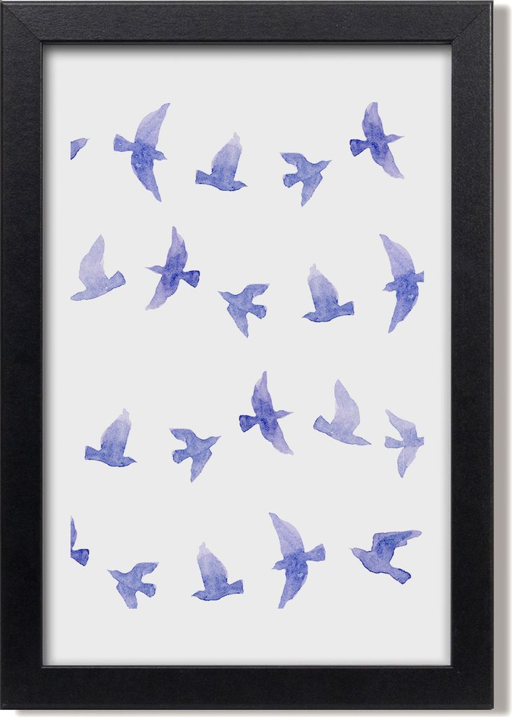 Bild 20x30 MDF-Rahmen, Wandkunst Blaue Schwalben