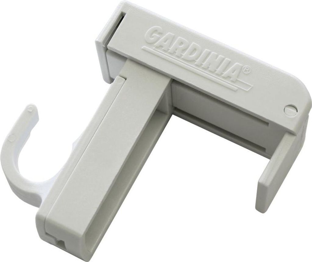 Gardinia Klemmträger für Vitragestangen weiß, mit Haken, 2 Stück