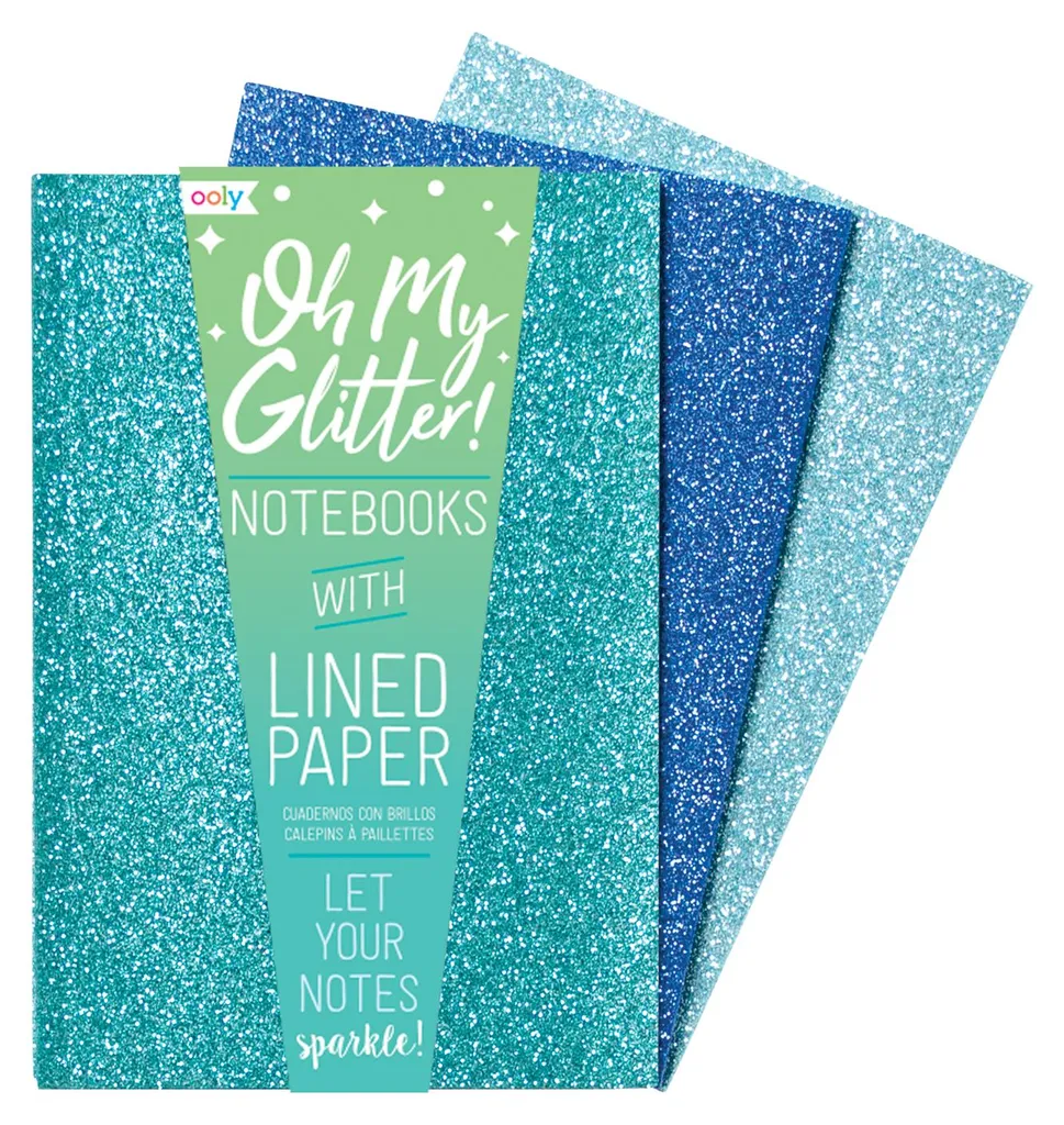 Carnet de notes scintillant bleu Aquamarine Sapphire lot de 3 Ooly