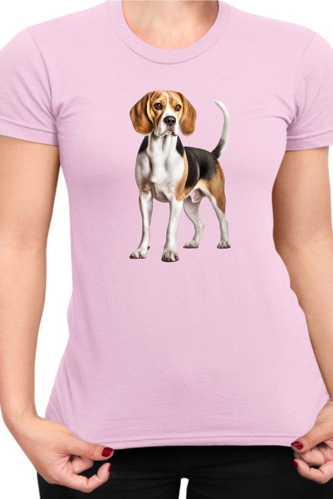 Damen T-Shirt Dogs Breeds Beagle Dog Breed 007, Lady XL / Hellrosa