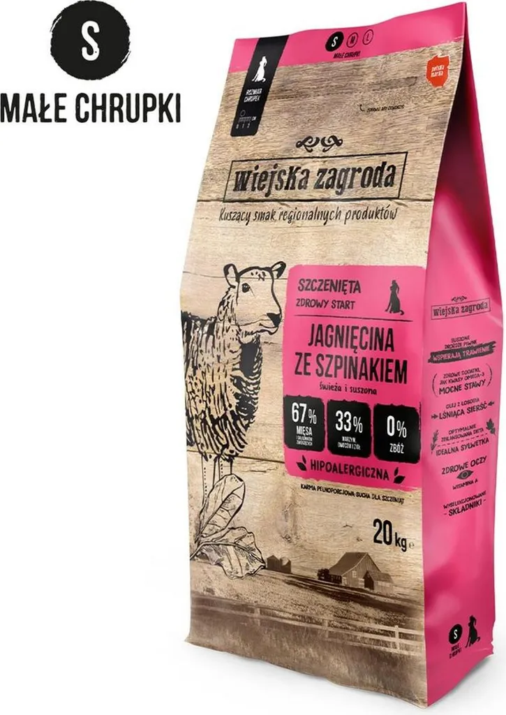 Cibo Cuccioli Wiejska Zagroda Agnello Spinaci Puppy S 20 kg