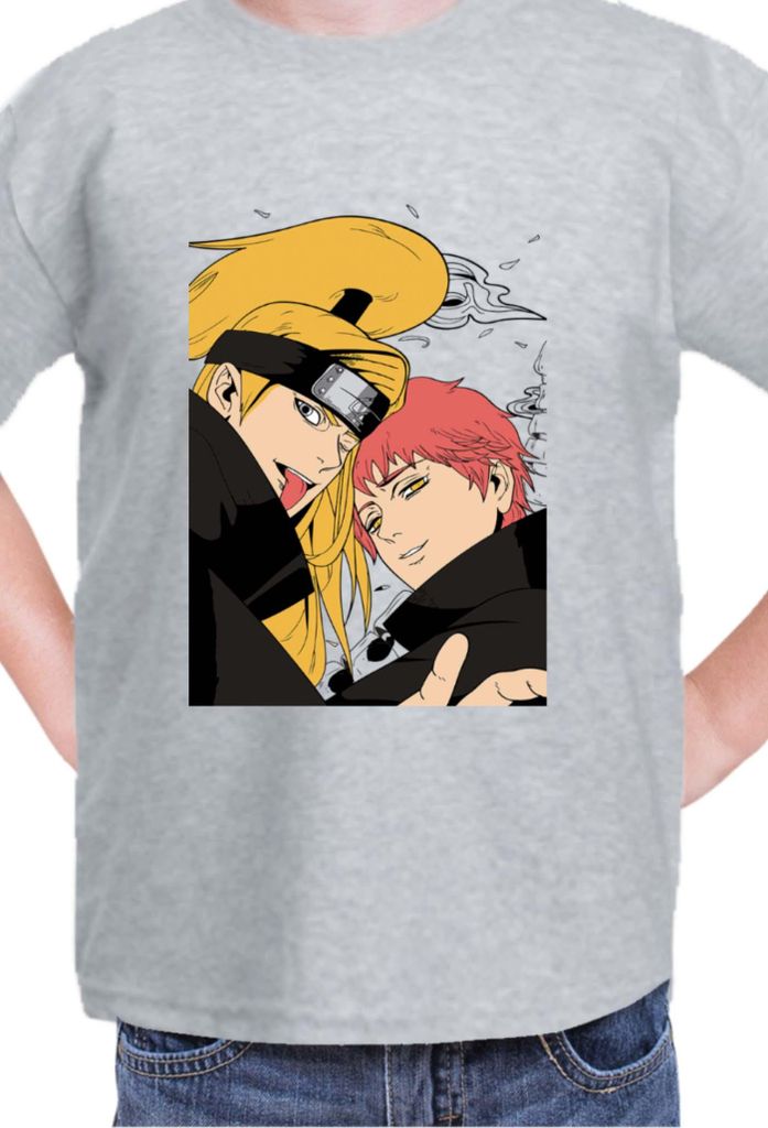 Kinder T-Shirt Naruto Dedara & Sasori, 7-8 Jahr - 128 / Grau