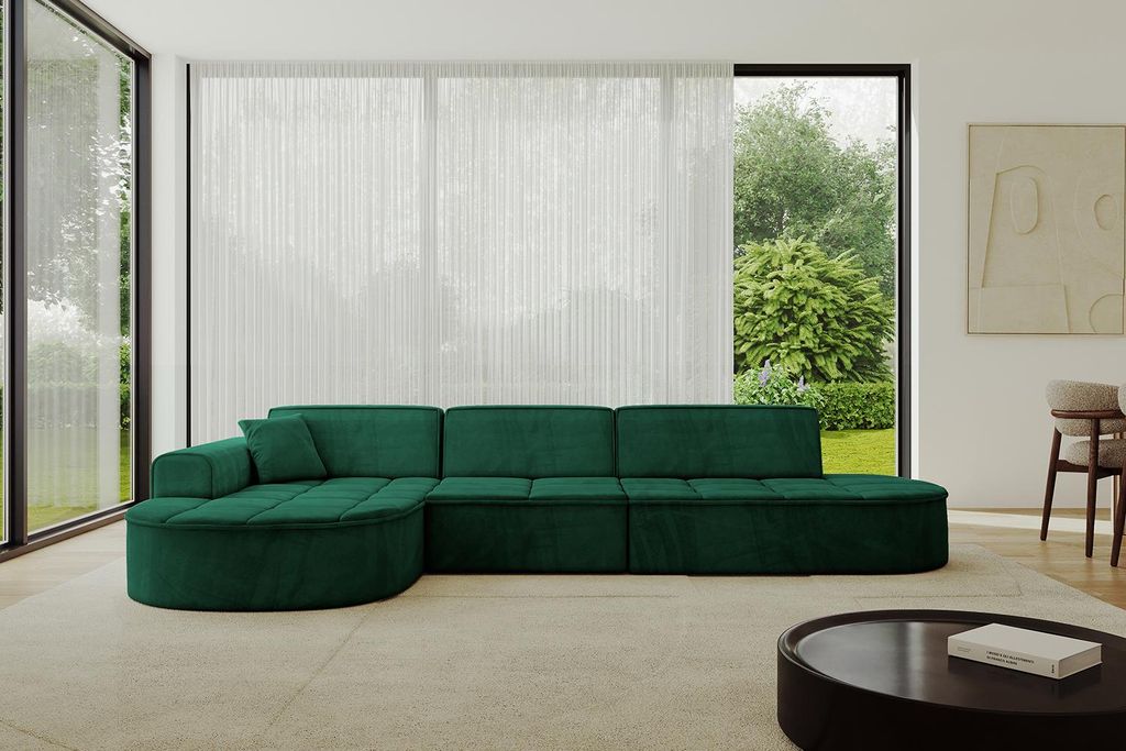 ALTDECOR Ecksofa in L- Form TARO-L2 - 328x171x79,5 Grün - Corner Sofa Bett Eckcouch Couch Wohnlandschaft Cauchsofa