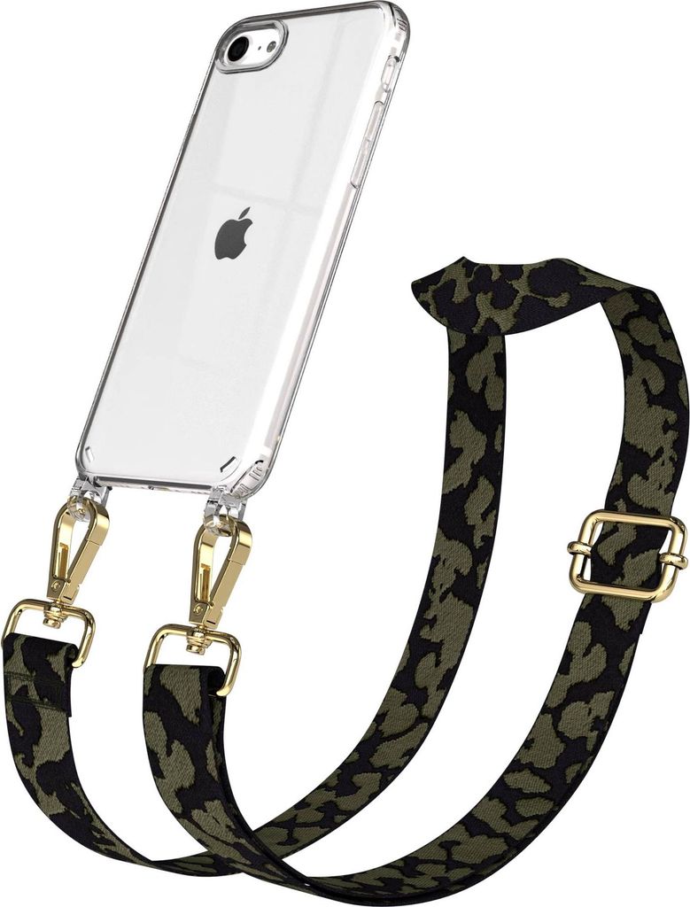 EAZY CASE Handykette - Verstellbarer Trageriemen kompatibel mit Apple iPhone SE 2020/2022, iPhone 7 / 8, Handykordel mit transparenter Silikon-Hül...