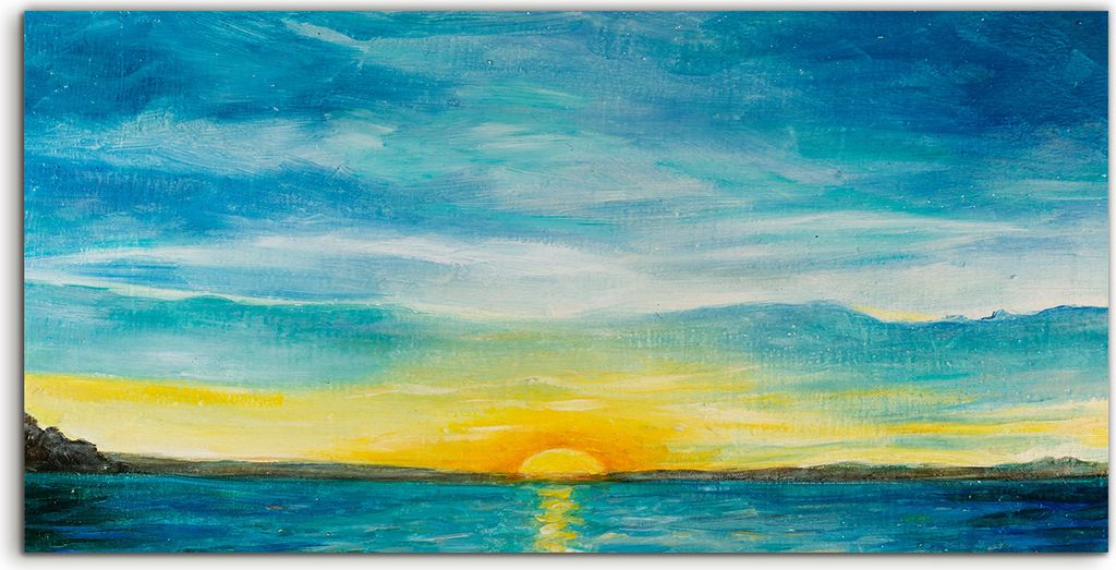 Coloray Canvas 100x50 Wandbild Leinwand Bilder Kunst Malerei Sonnenuntergang Meer