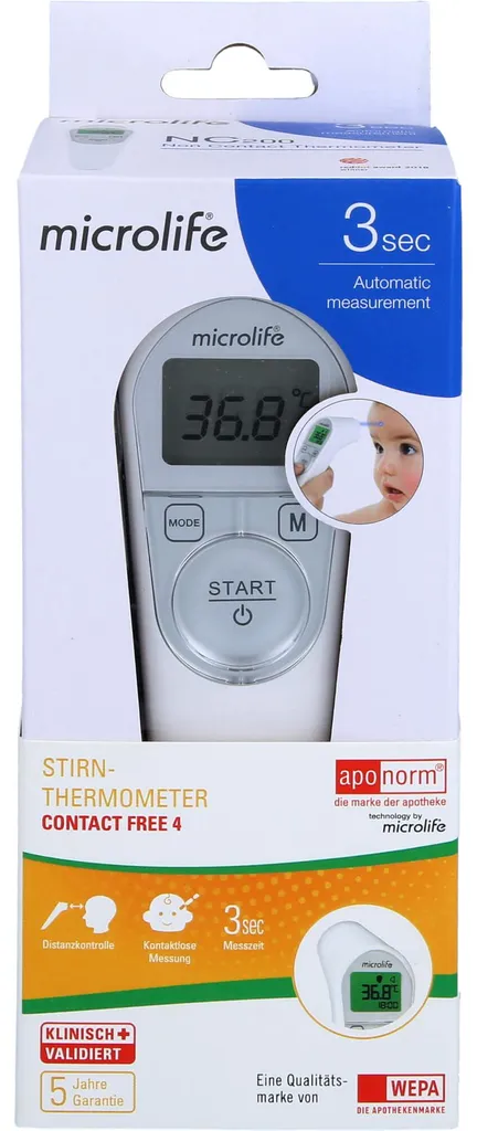Thermomètre Médical Frontal pour Bébé et Adulte Aponorm Sans Contact