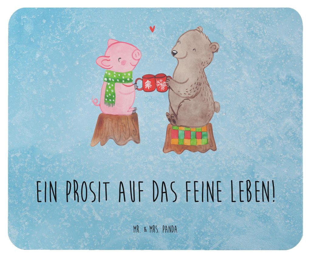 Mr. & Mrs. Panda Mouse Pad Glühschwein Sause - Eisblau - Geschenk, mousematte, Alles Gute, Weihnachten, Weihnachtszeit, pc mauspad, mausteppich, P...