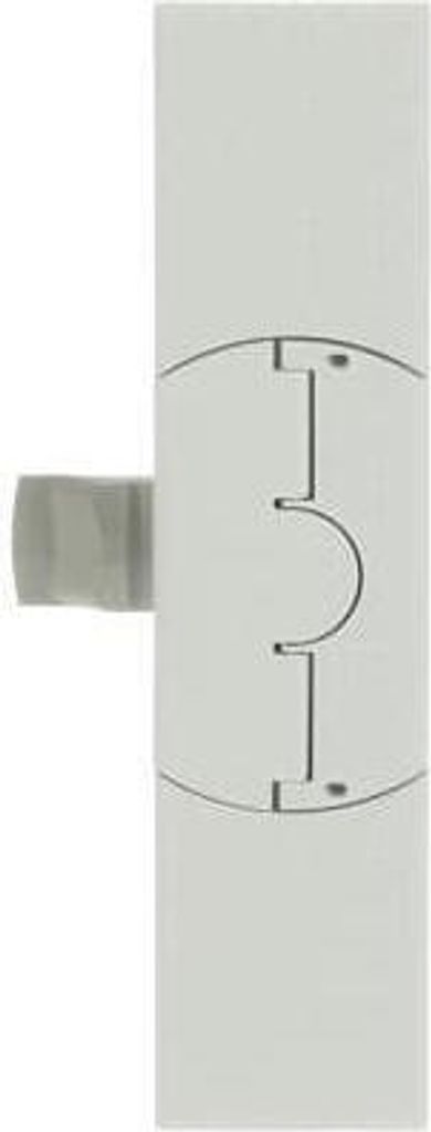 A close-up, side view of a gray and white product component, likely part of a larger mechanism.