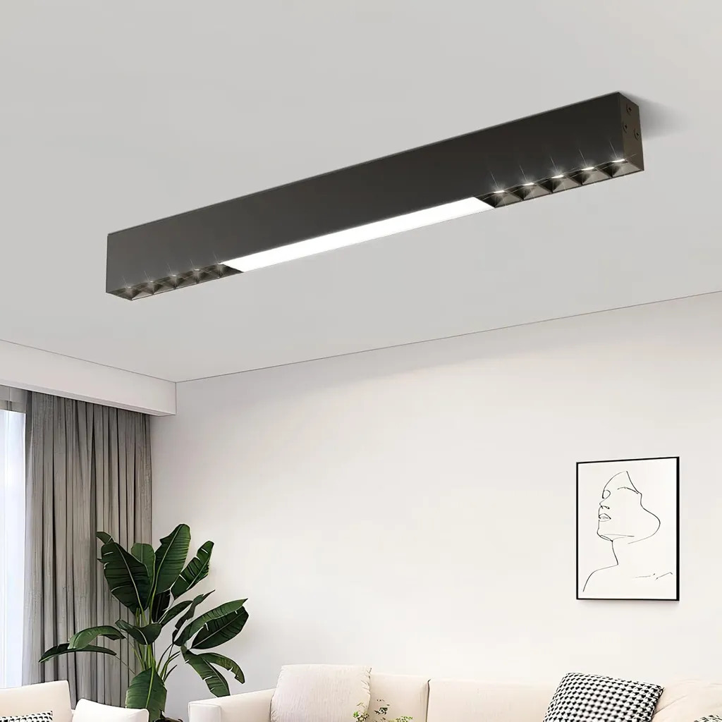 ZMH Plafonnier LED Noir 53cm 17W Dimmable avec Télécommande pour Salon