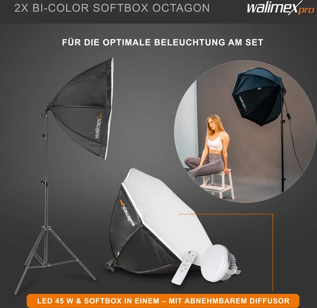 Kit Éclairage LED Studio Complet avec Système de Fond Blanc 2,85x6m