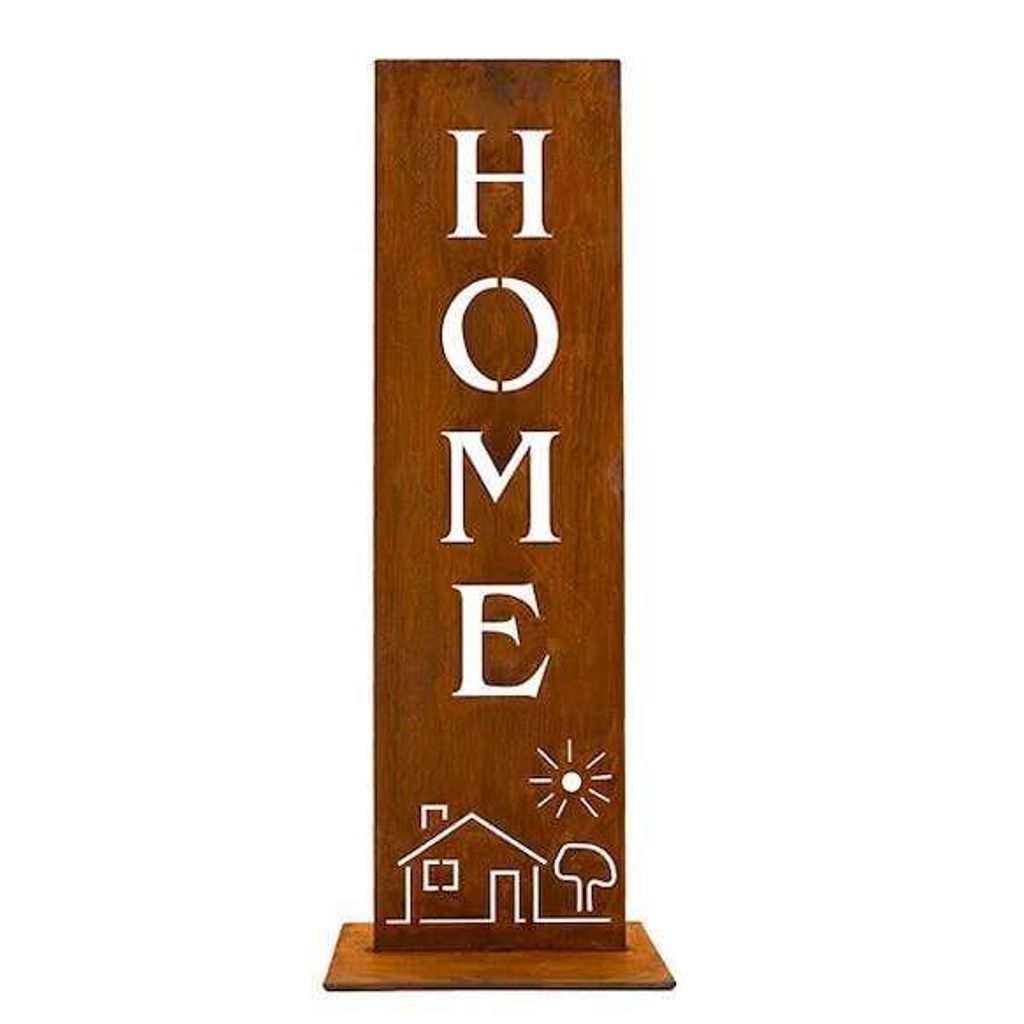 Rostikal Home Deko Schild 55 cm Gartendeko Rost Deko Wohnzimmer Metall Ständer