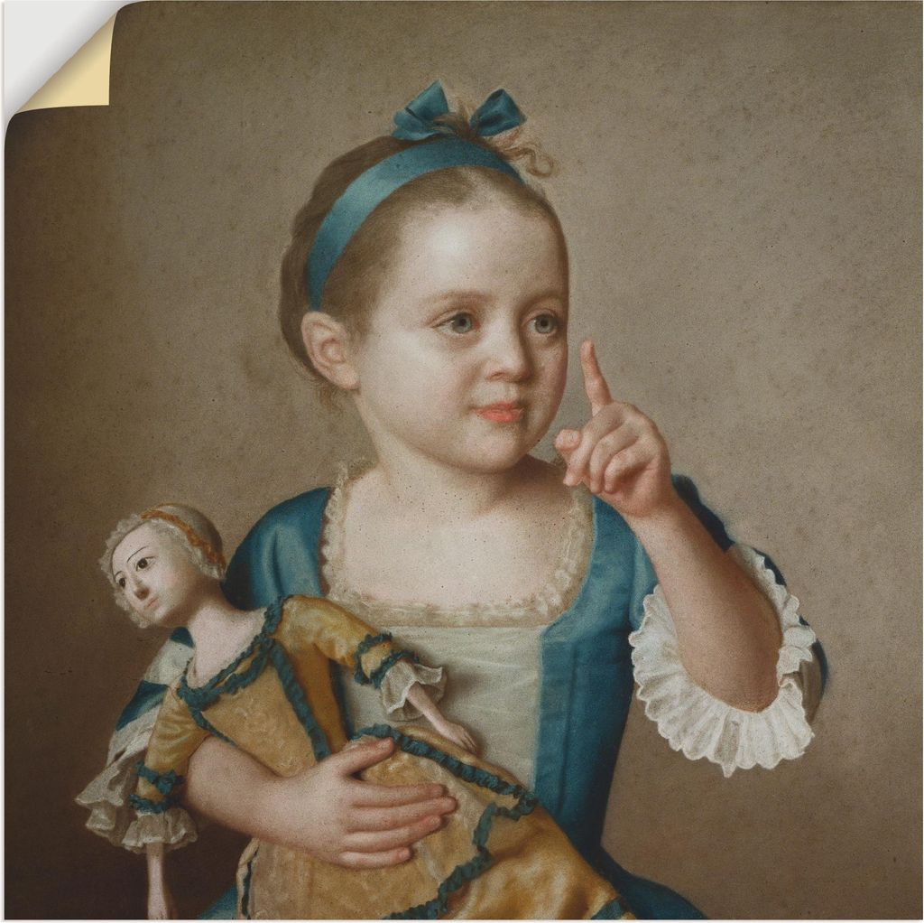 ARTland Wandbild, selbstklebend Mädchen mit Puppe. Größe: 50x50 cm