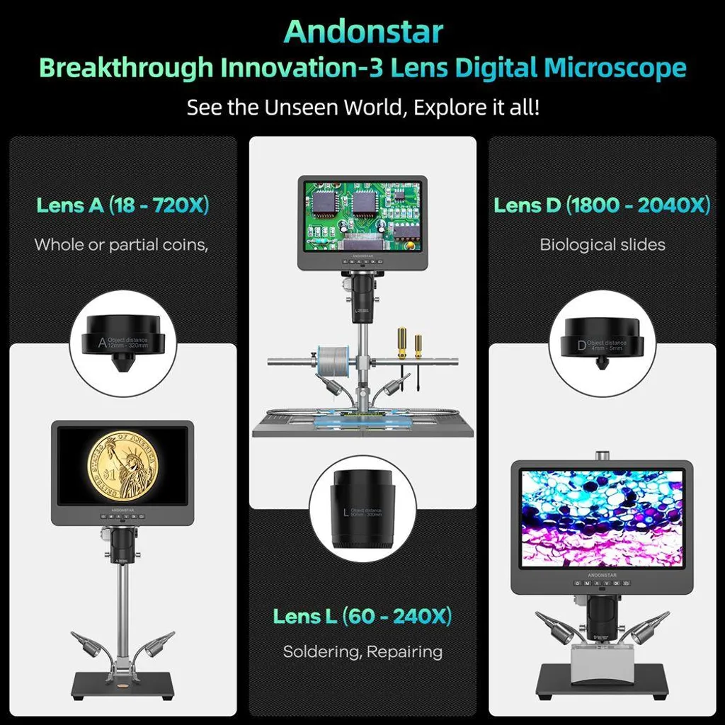 Microscope numérique 2000x pour électronique et étude de spécimens HD - 2